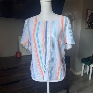 Vince Camuto Striped Beachy Blouse Large